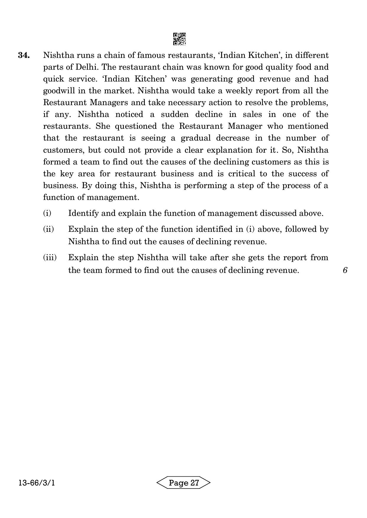 CBSE Class 12 3-1 Bussiness Studies 2024 Question Paper - Page 27
