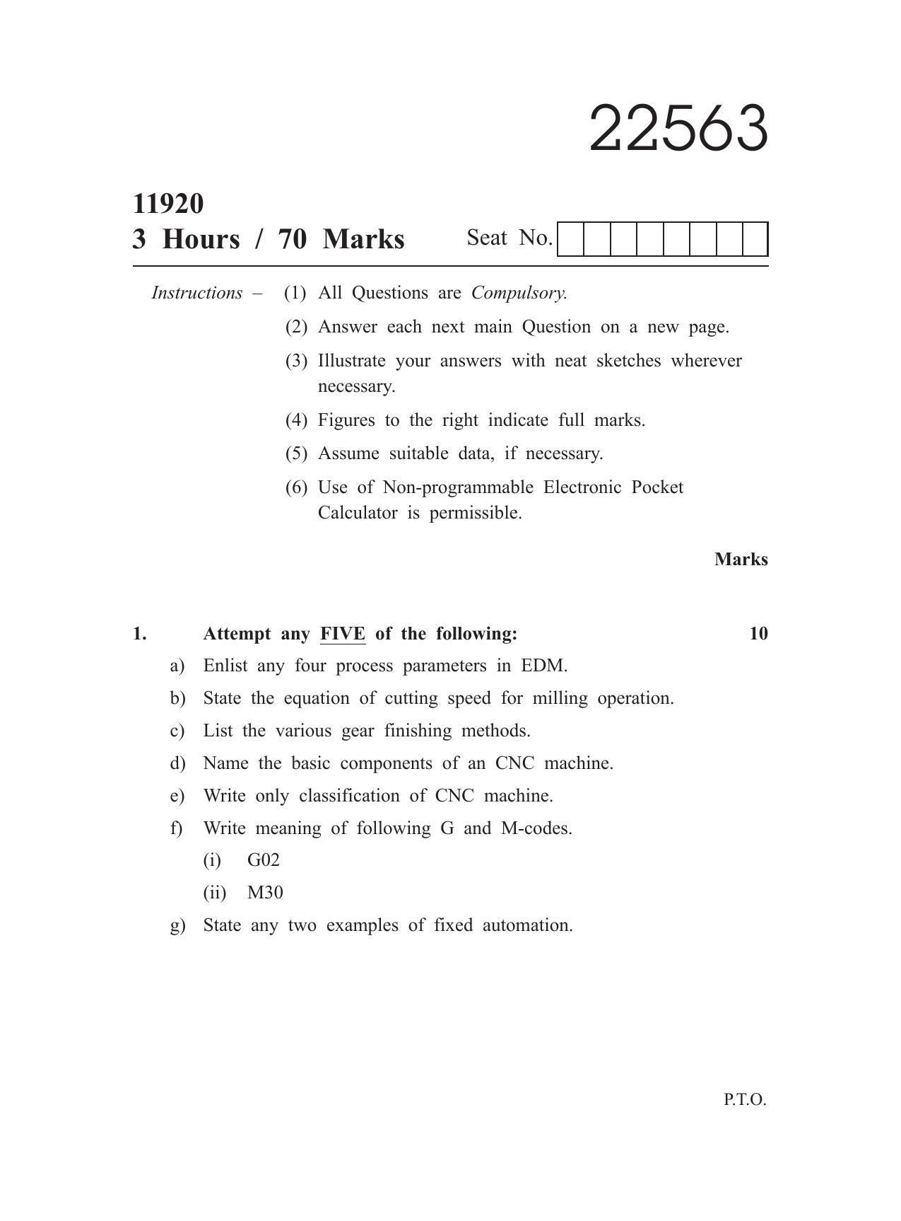 MSBTE Question Paper - 2019 - Advanced Manufacturing Processes - Page 1