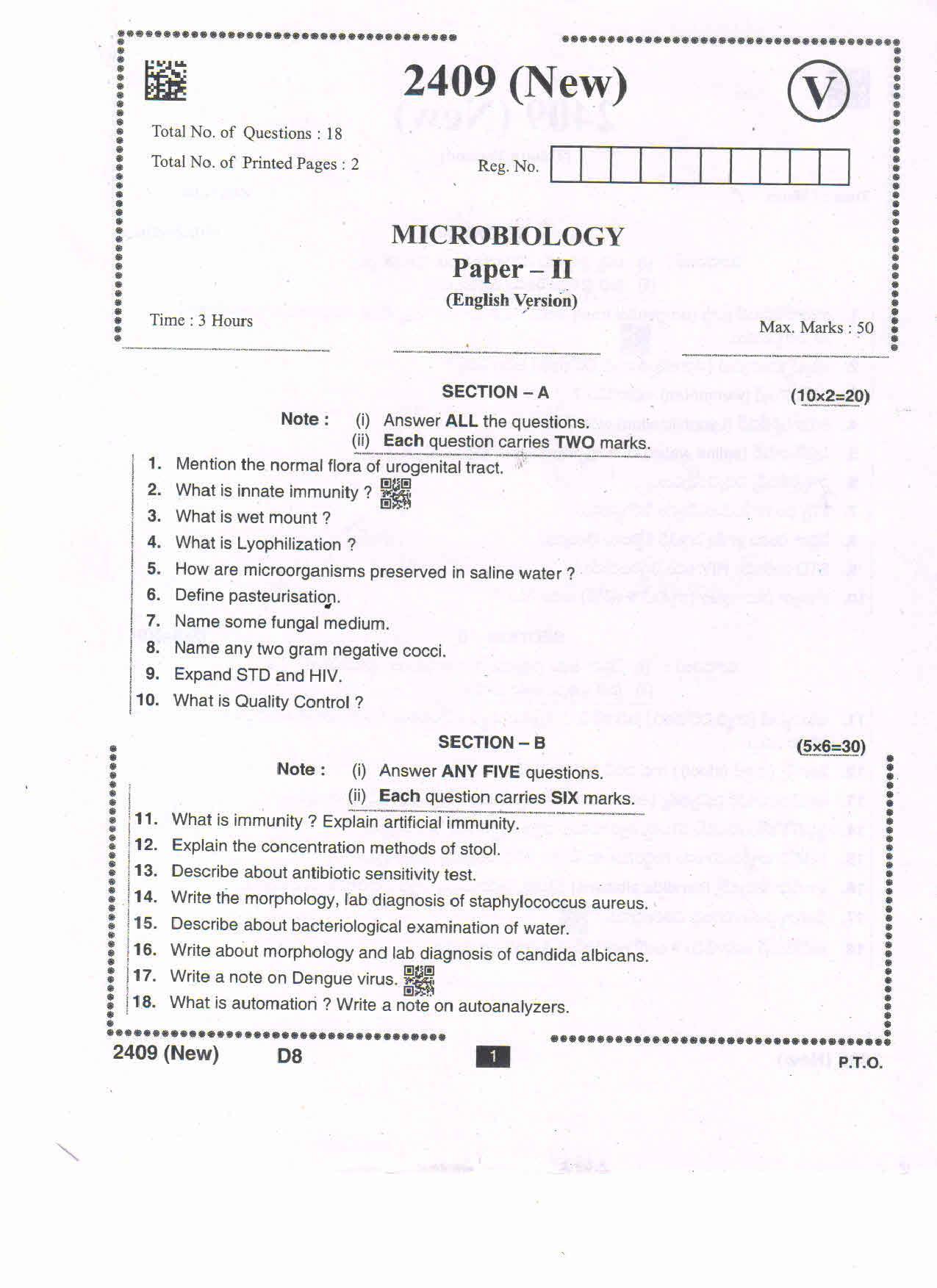 AP Intermediate 2nd Year Vocational Question Paper September-2021 - Microbiology-II - Page 1