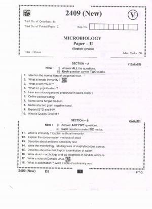 AP Intermediate 2nd Year Vocational Question Paper September-2021 - Microbiology-II