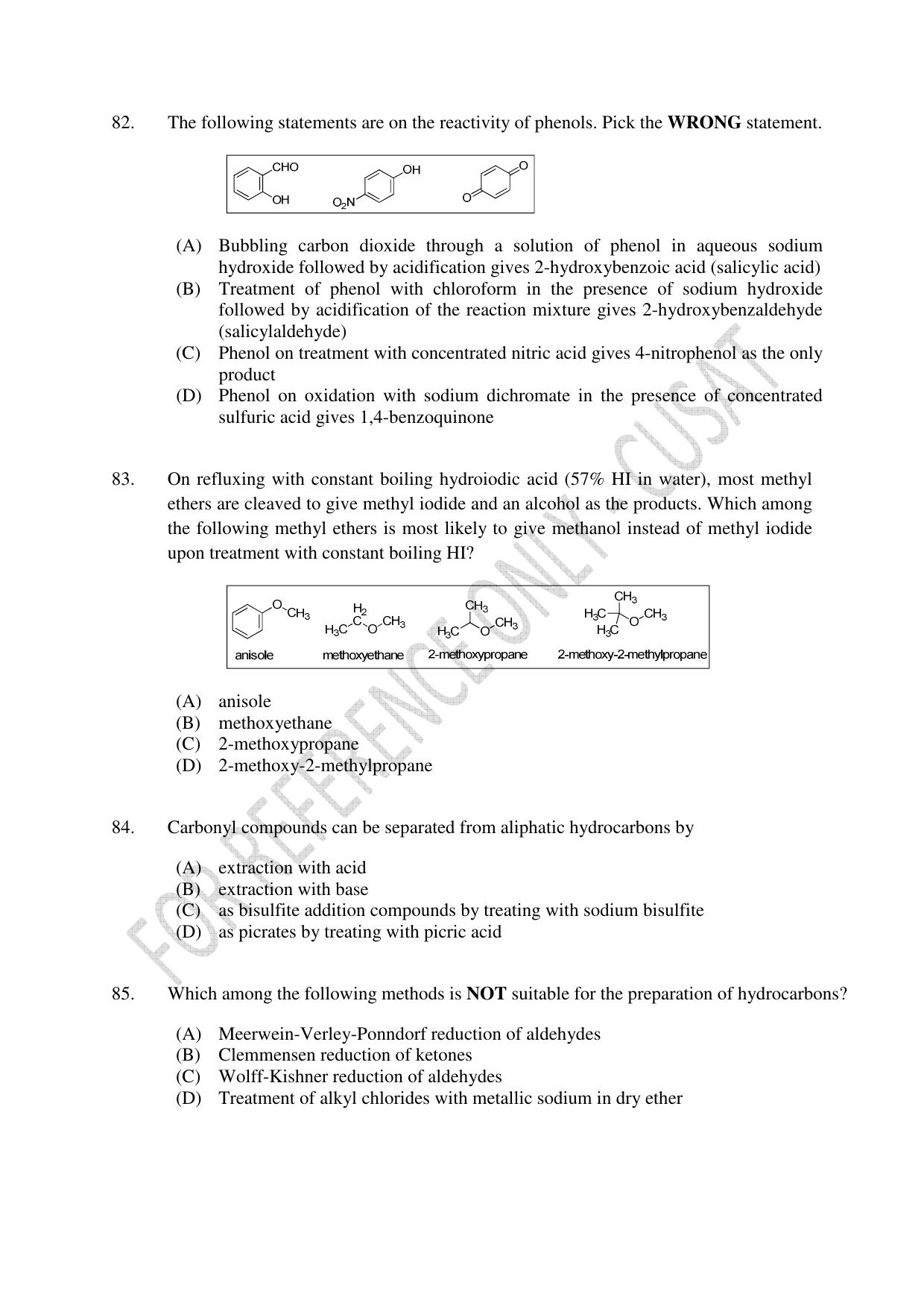 CUSAT CAT 2022 Test in Physics Chemistry and Biology for Five year Integrated MSc Question Paper - Page 18