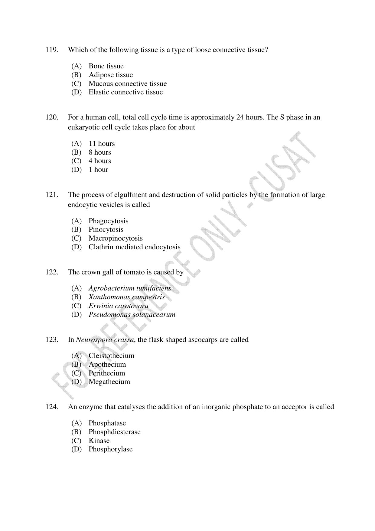 CUSAT CAT 2022 Test in Physics Chemistry and Biology for Five year Integrated MSc Question Paper - Page 25