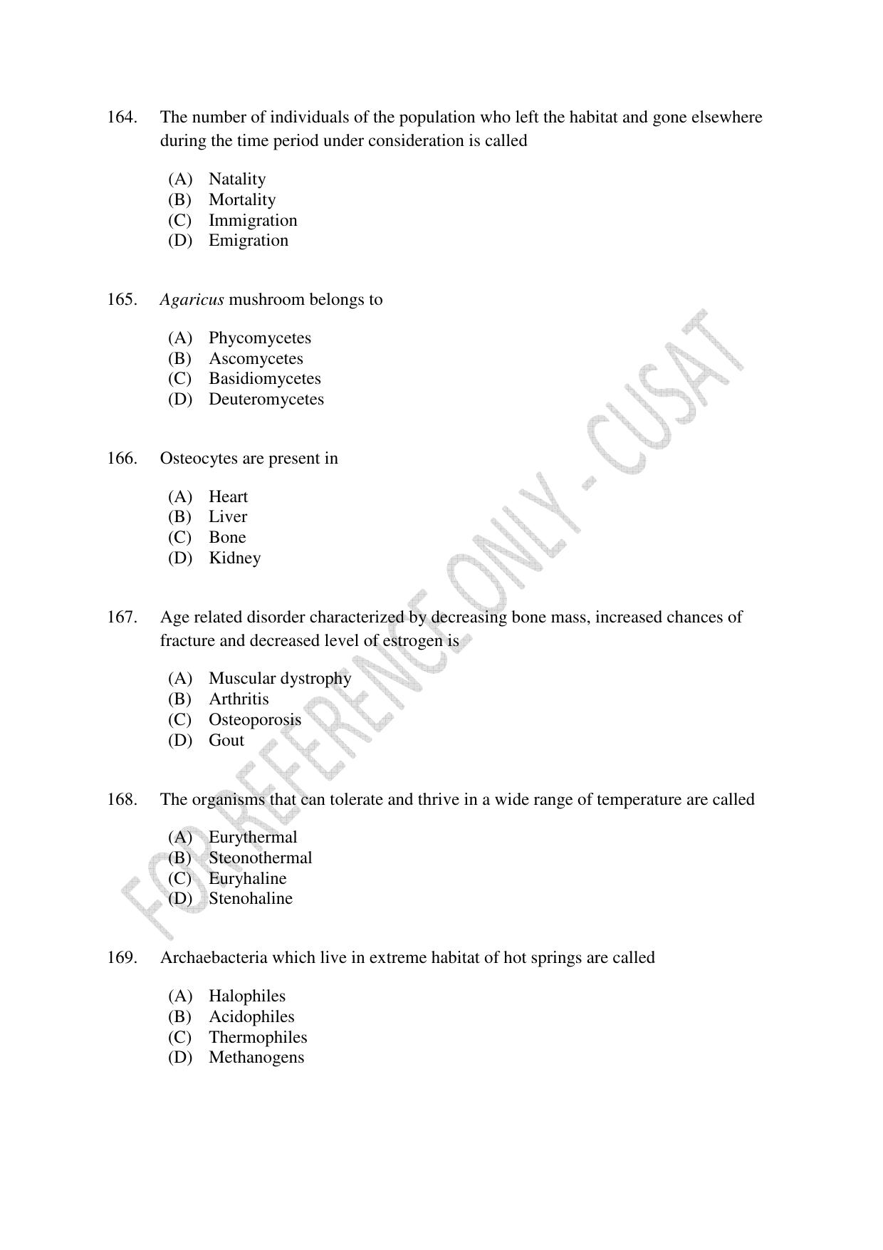 CUSAT CAT 2022 Test in Physics Chemistry and Biology for Five year Integrated MSc Question Paper - Page 33
