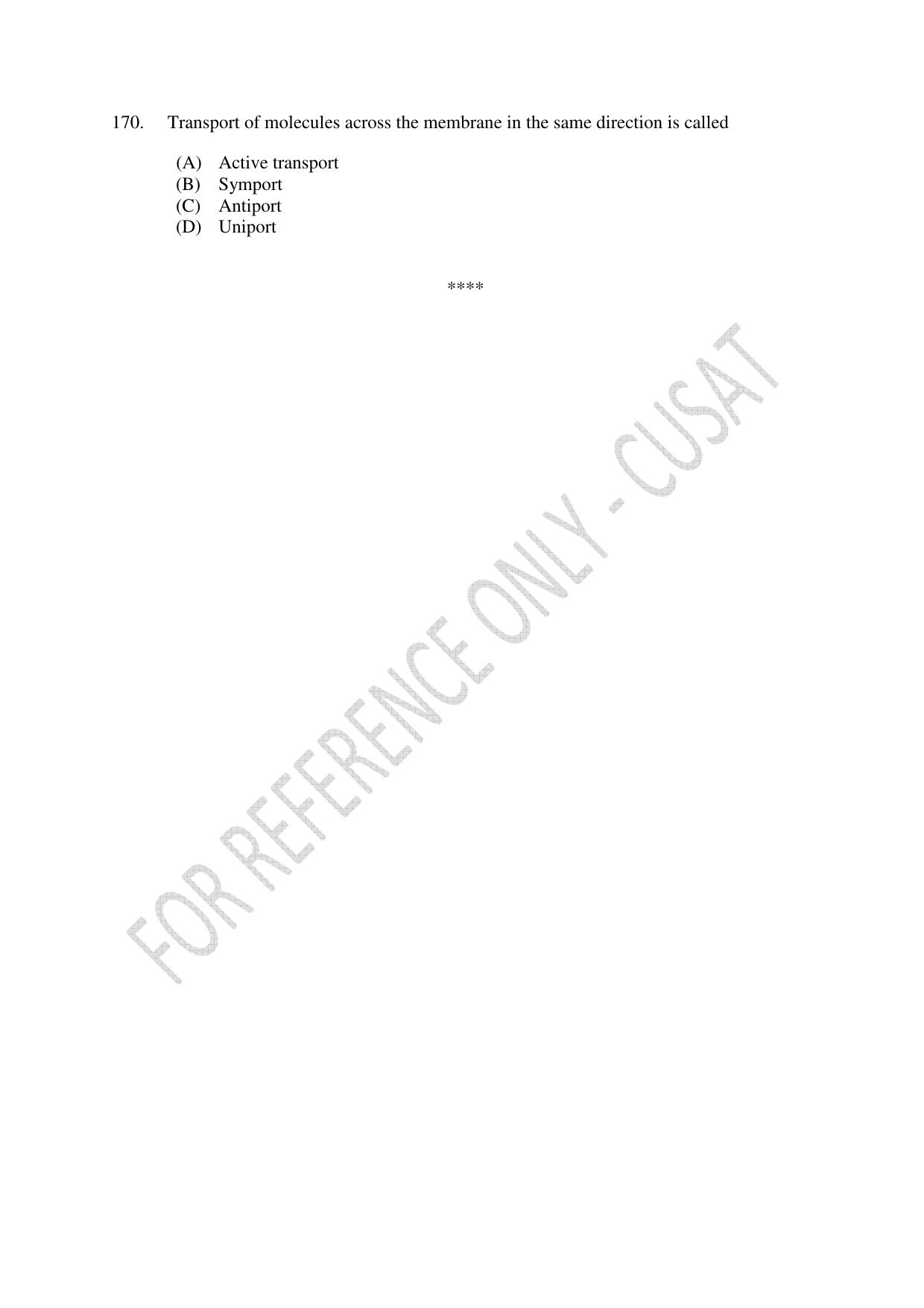 CUSAT CAT 2022 Test in Physics Chemistry and Biology for Five year Integrated MSc Question Paper - Page 34
