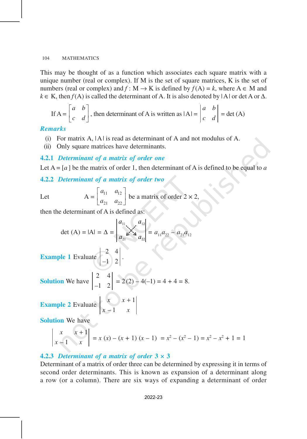 NCERT Book for Class 12 Maths Chapter 4 Determinants - Page 2