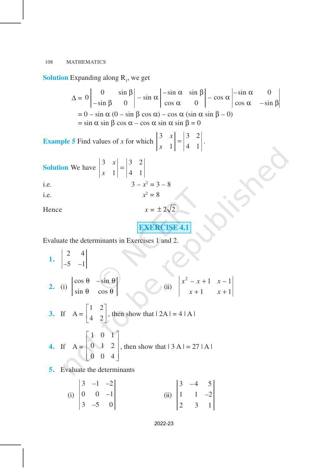 NCERT Book for Class 12 Maths Chapter 4 Determinants - Page 6