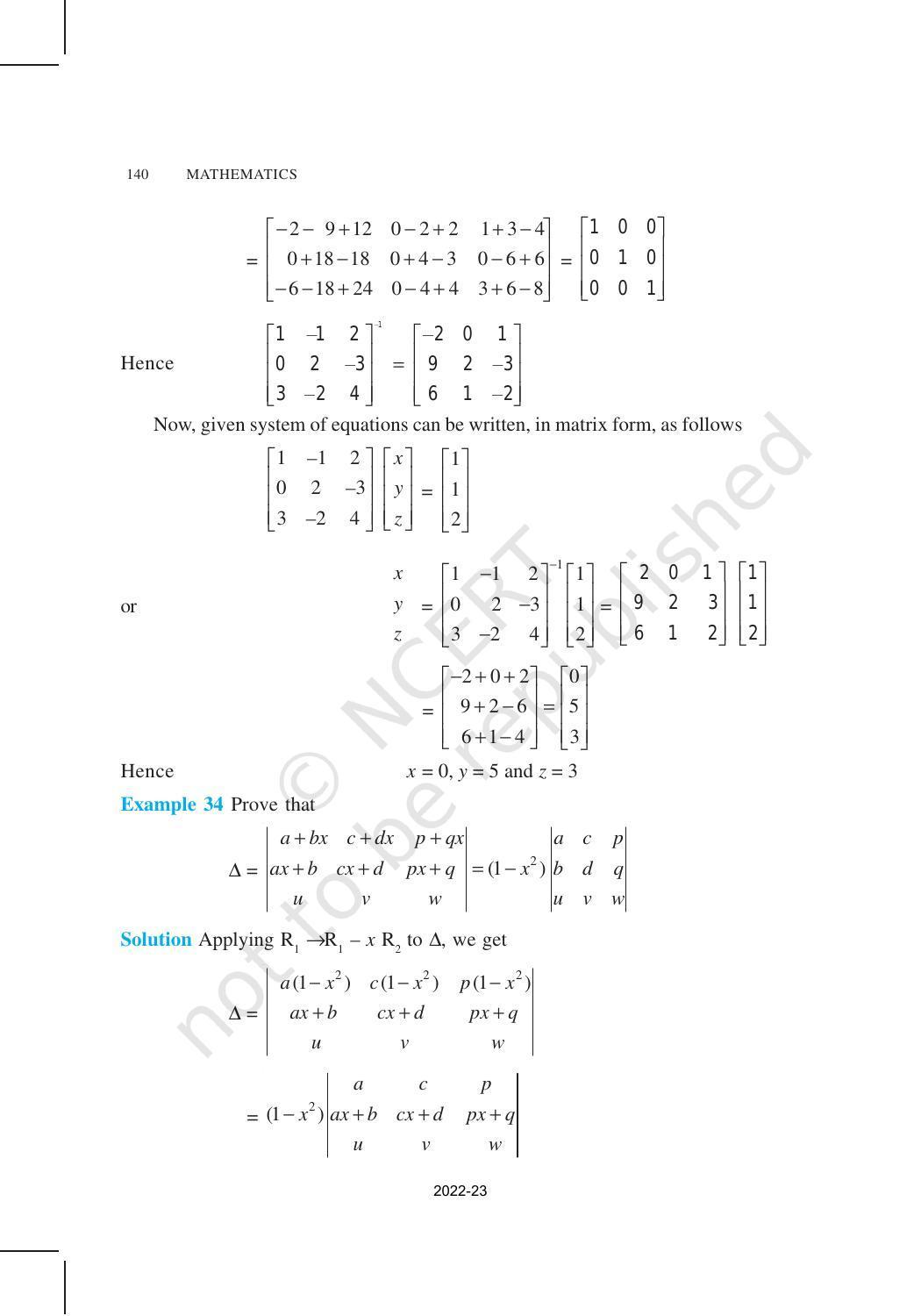 NCERT Book for Class 12 Maths Chapter 4 Determinants - Page 38