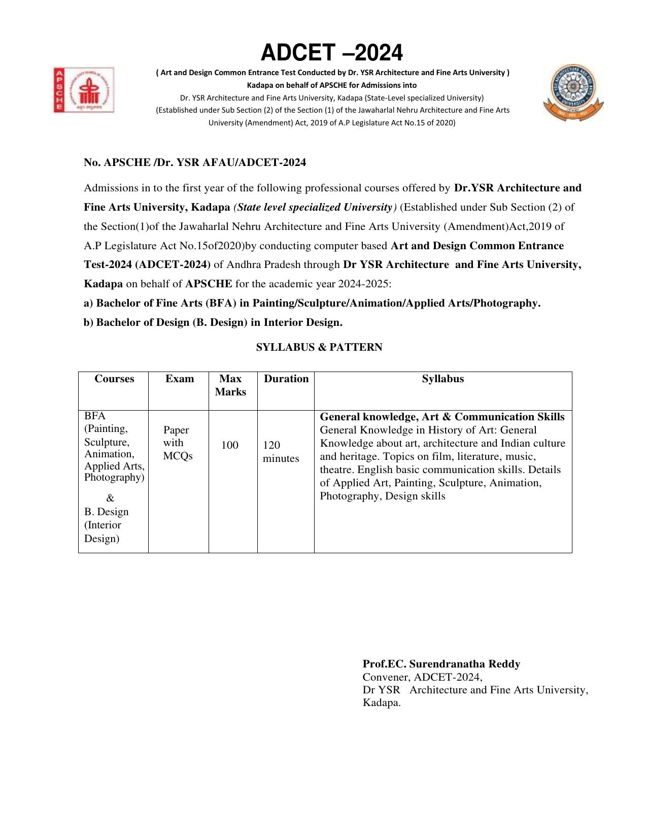 AP ADCET 2024 Syllabus - Page 1
