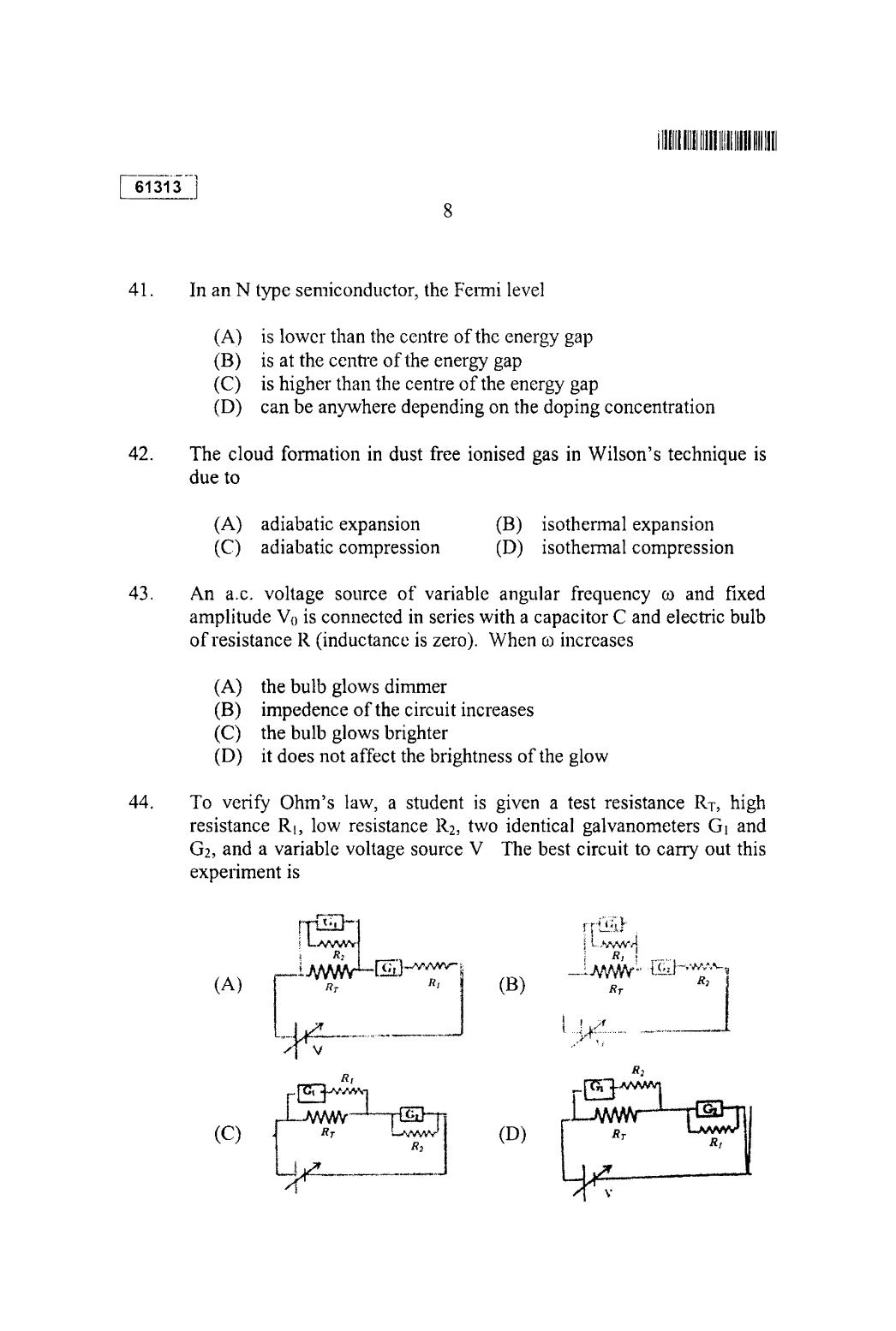 CUSAT CAT 2013 Physics Question Paper - Page 9