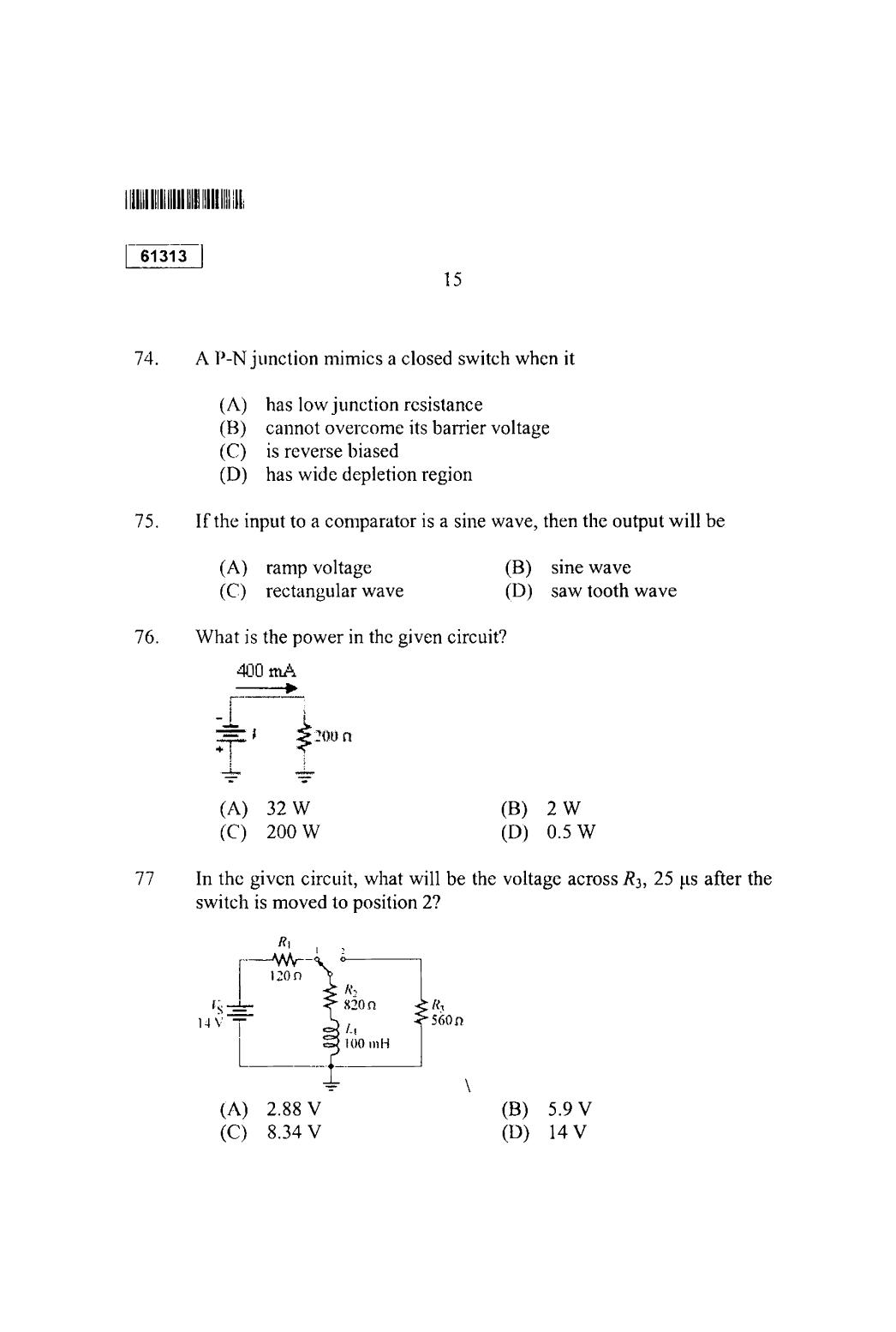 CUSAT CAT 2013 Physics Question Paper - Page 16