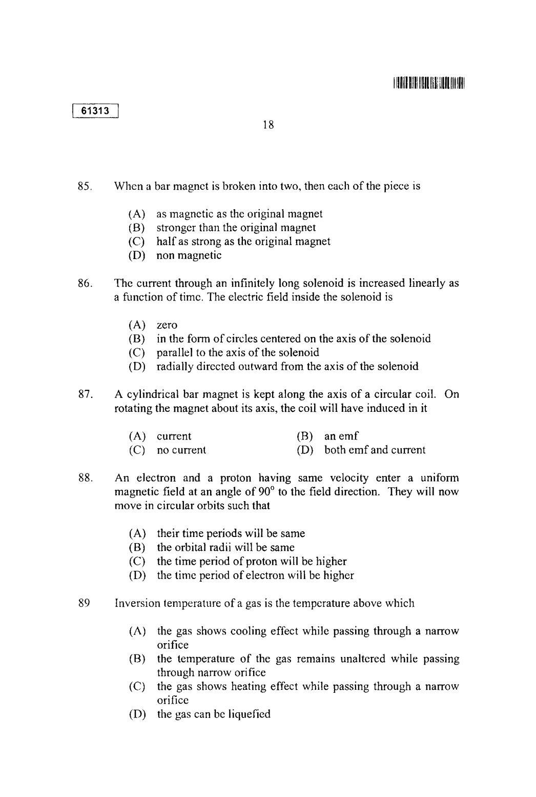 CUSAT CAT 2013 Physics Question Paper - Page 19