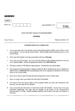 CUSAT CAT 2013 Physics Question Paper