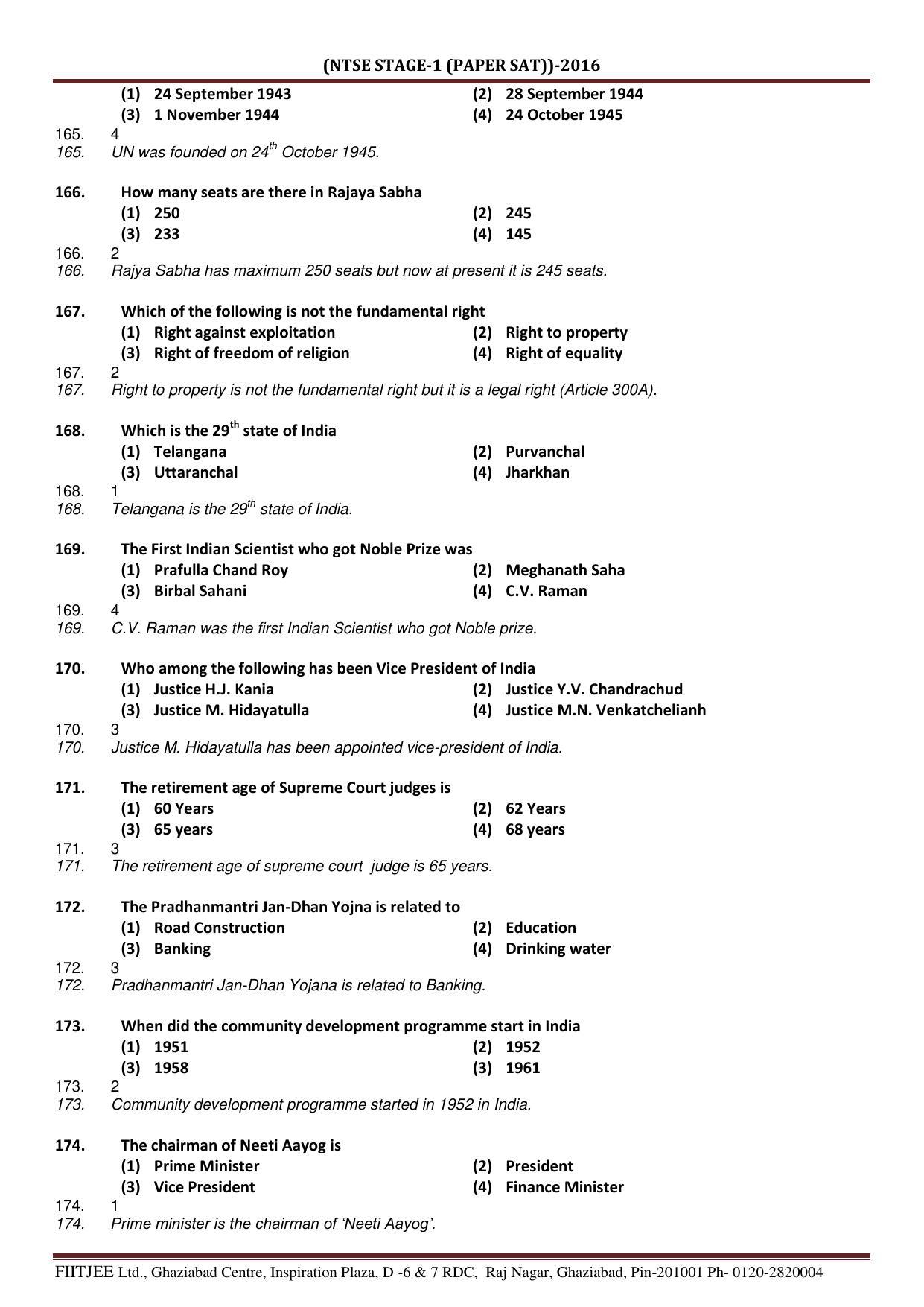 Uttar Pradesh NTSE 2016 SAT Question Paper with Solution - Page 8