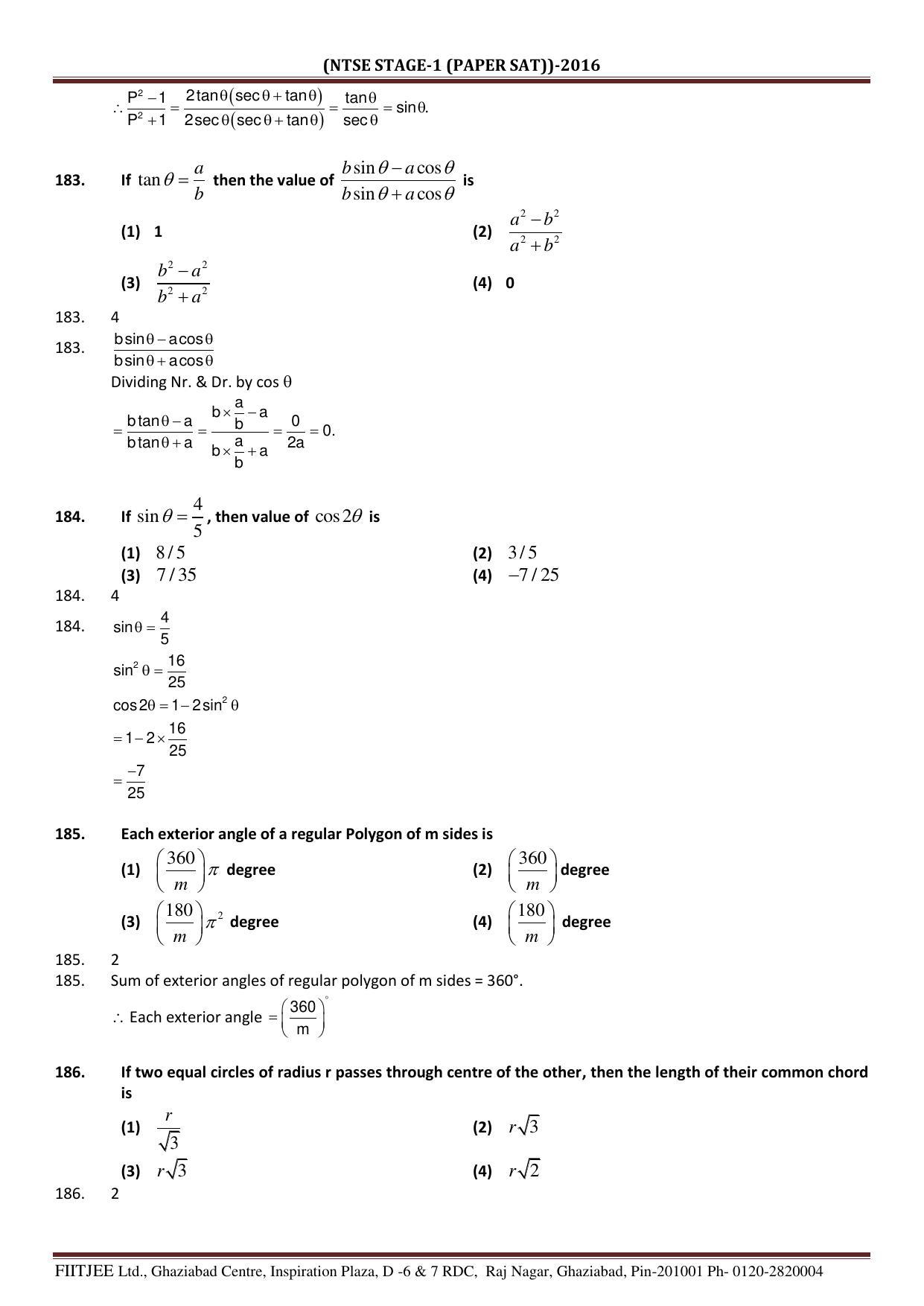 Uttar Pradesh NTSE 2016 SAT Question Paper with Solution - Page 10