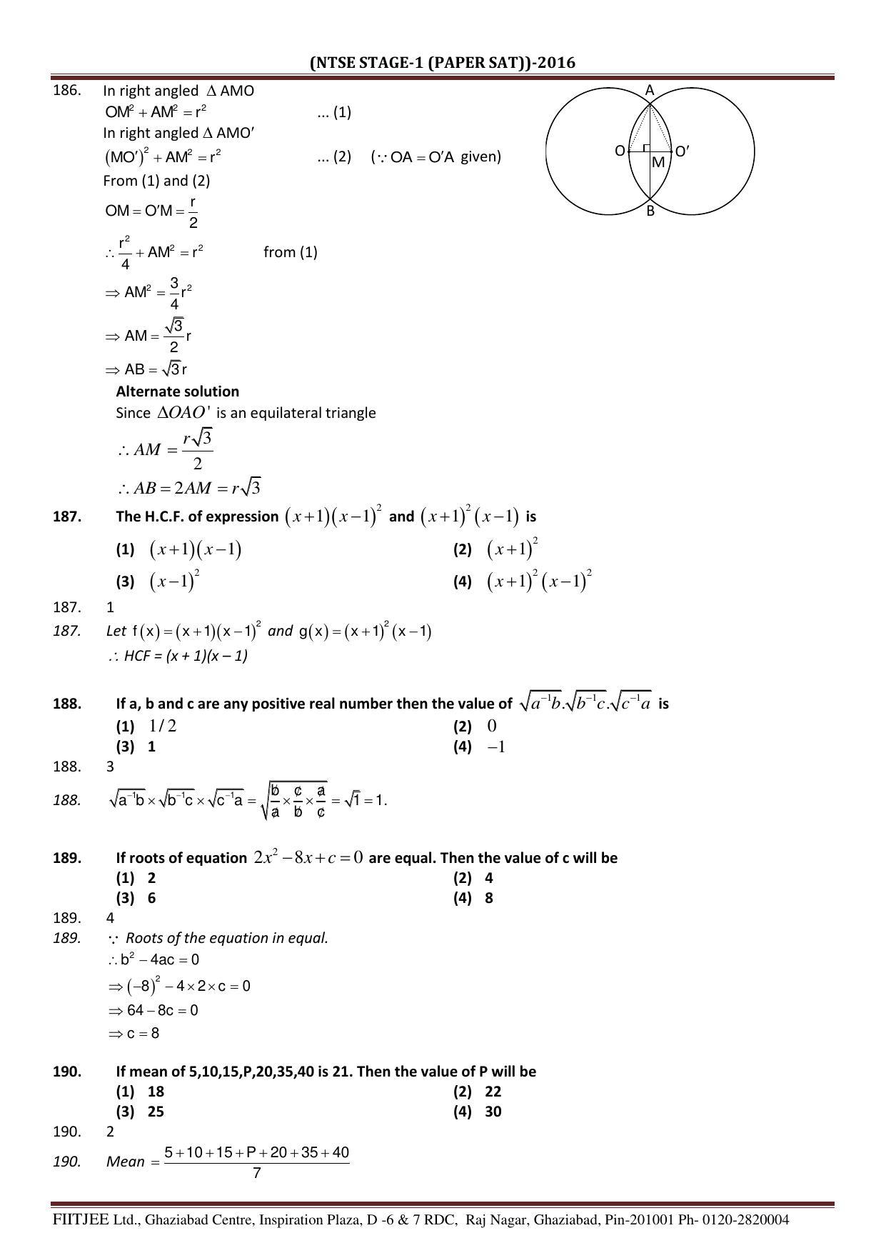 Uttar Pradesh NTSE 2016 SAT Question Paper with Solution - Page 11