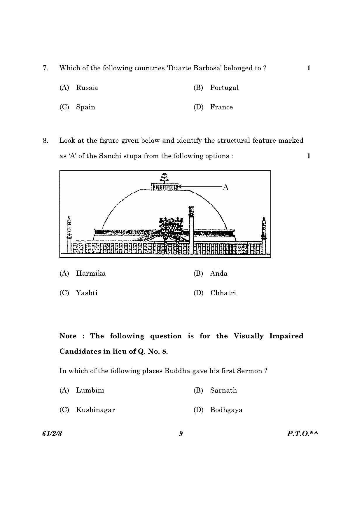 CBSE Class 12 61-2-3 History 2023 Question Paper - Page 9