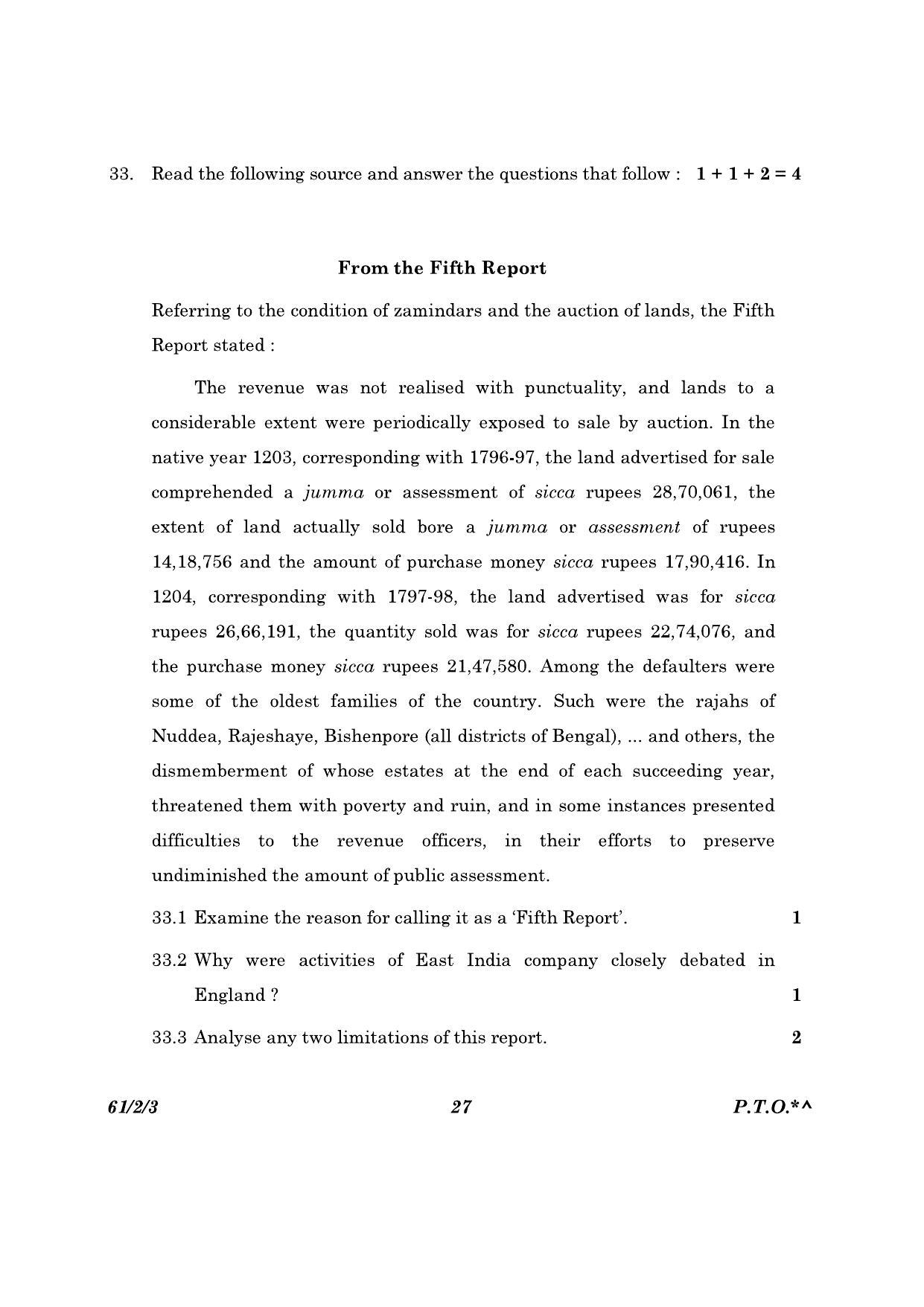 CBSE Class 12 61-2-3 History 2023 Question Paper - Page 27