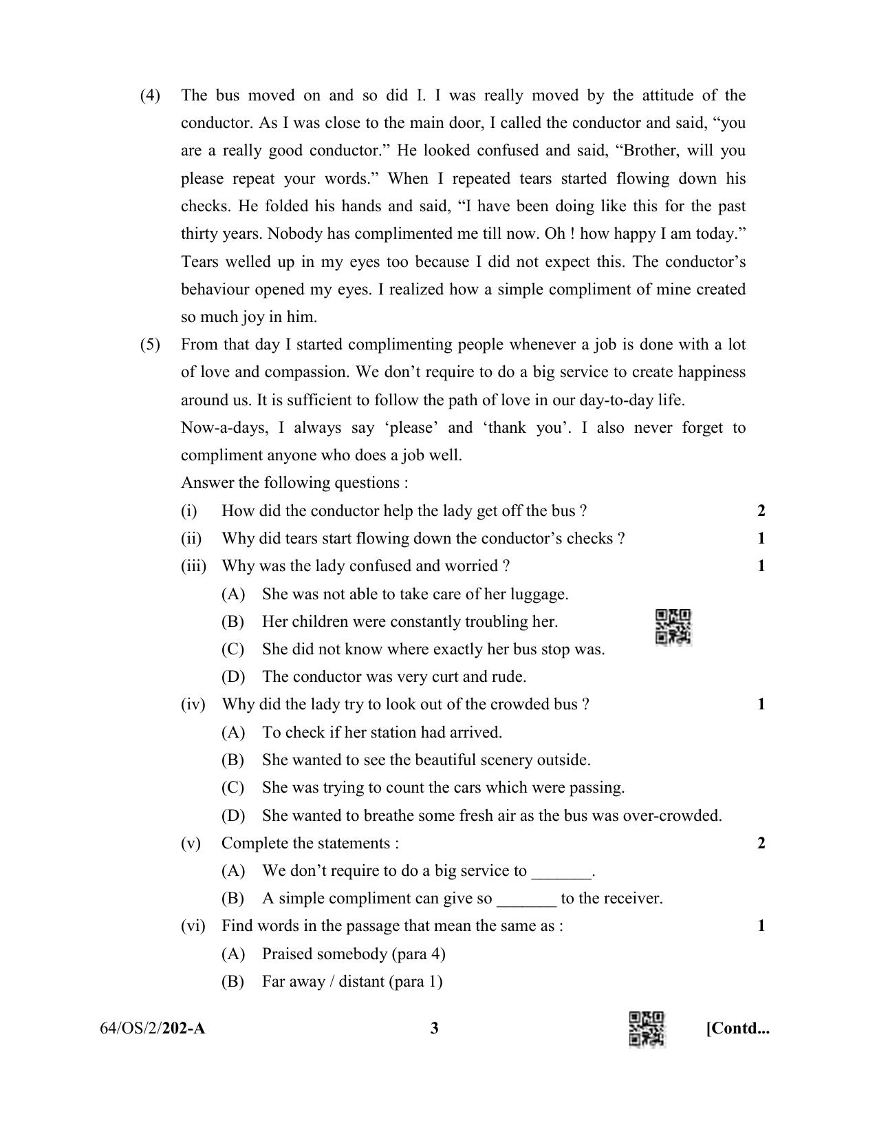 NIOS October 2022 Class 10 English Question Paper - Page 3