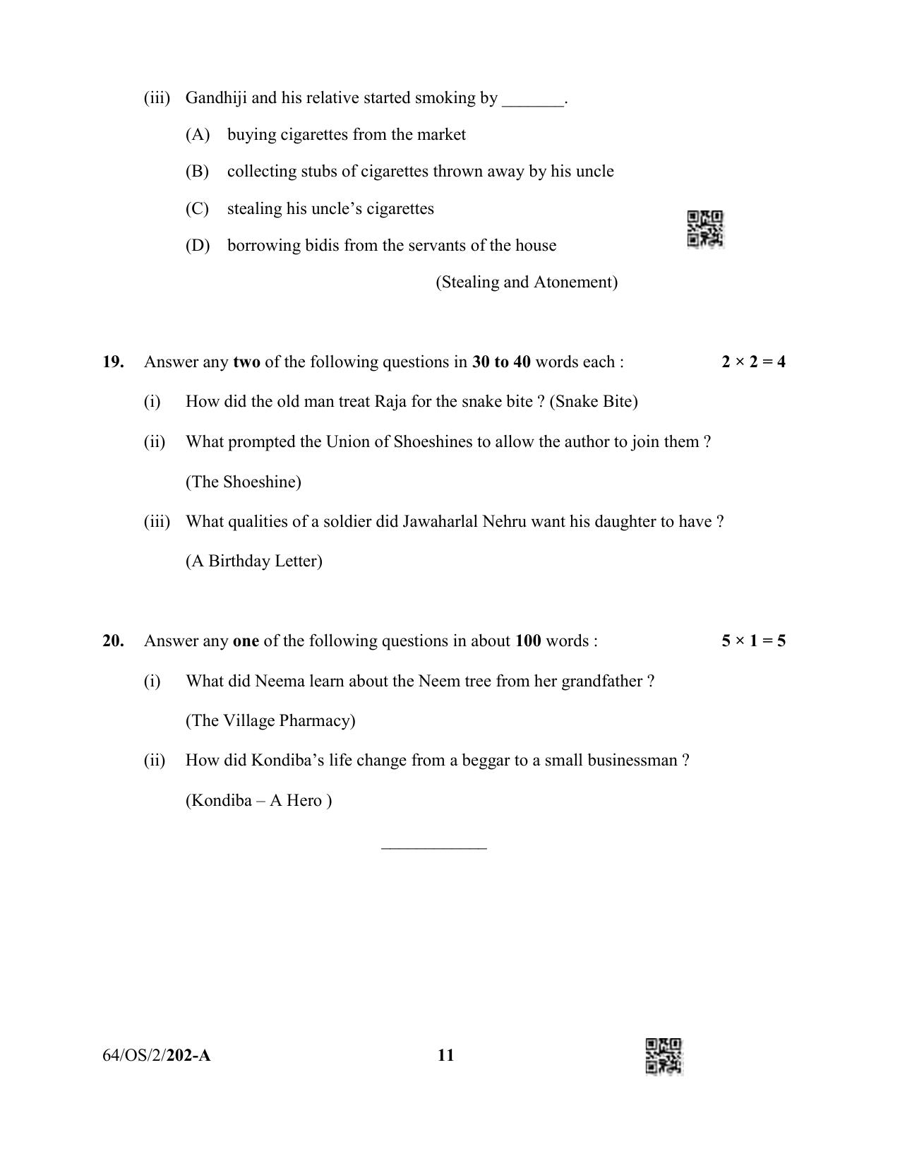 NIOS October 2022 Class 10 English Question Paper - Page 11