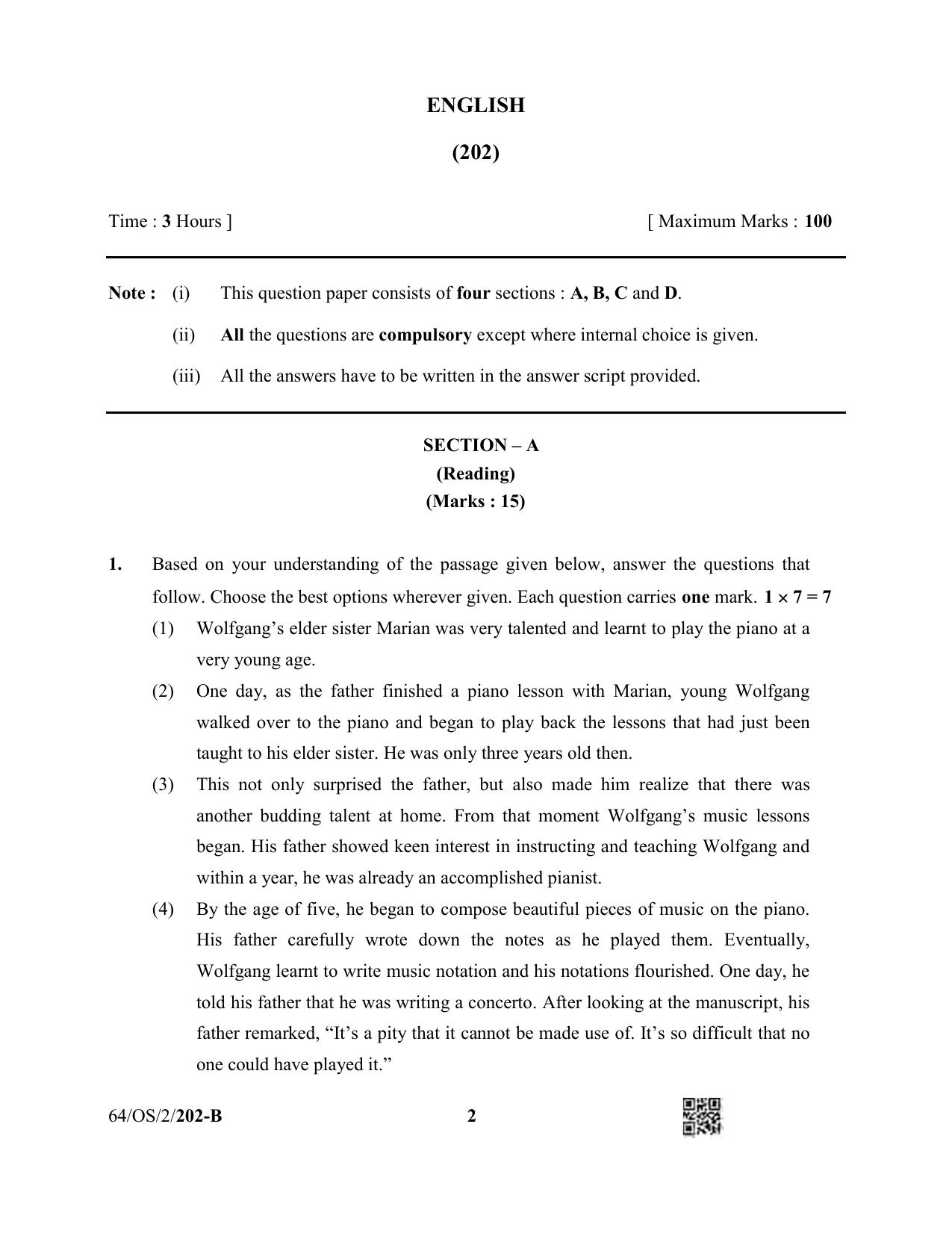 NIOS October 2022 Class 10 English Question Paper - Page 14