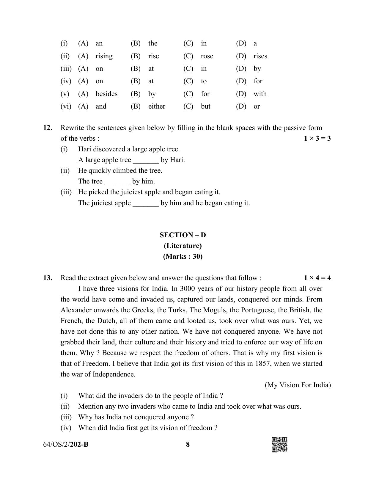 NIOS October 2022 Class 10 English Question Paper - Page 20