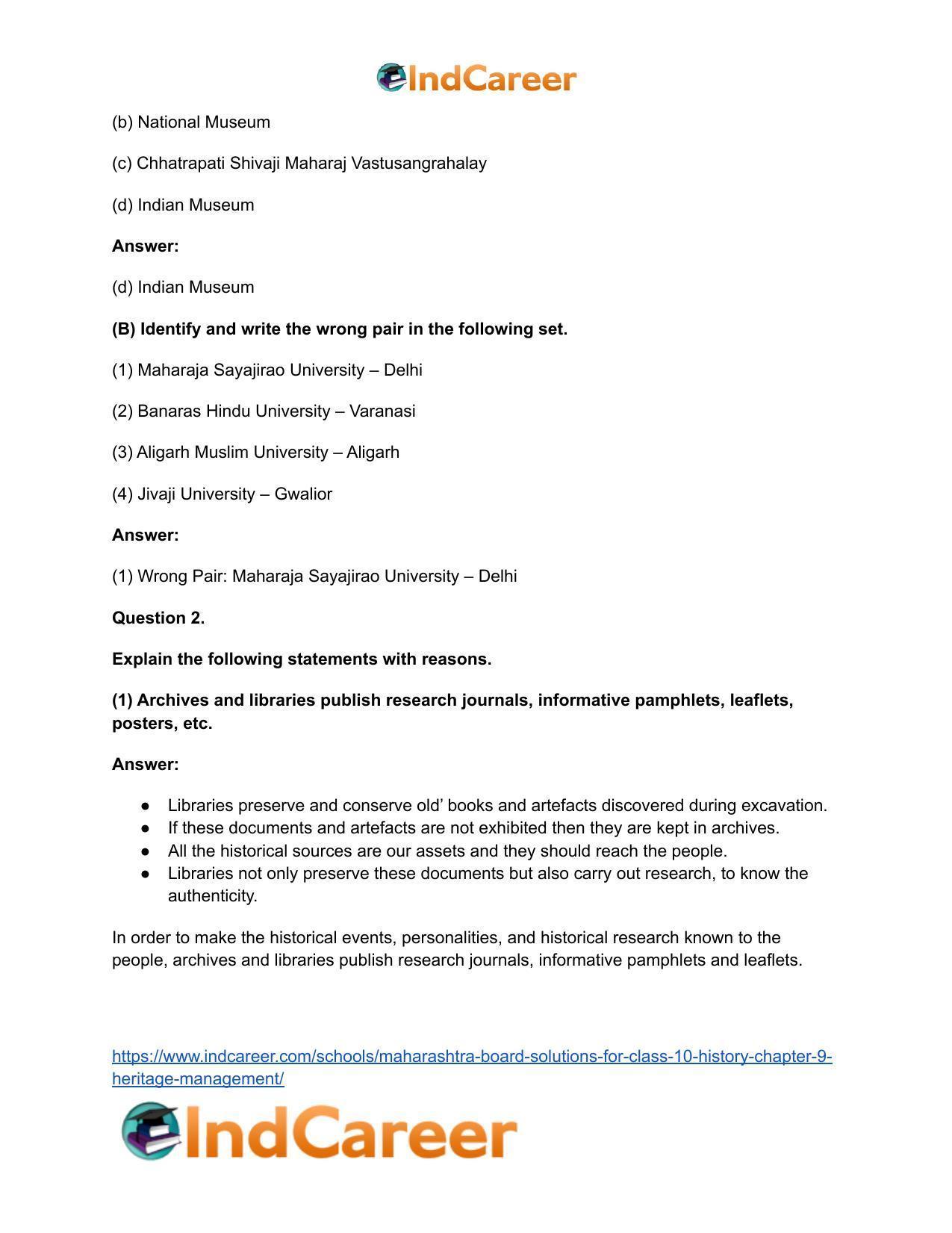 Maharashtra Board Solutions for Class 10- History: Chapter 9- Heritage Management - Page 3