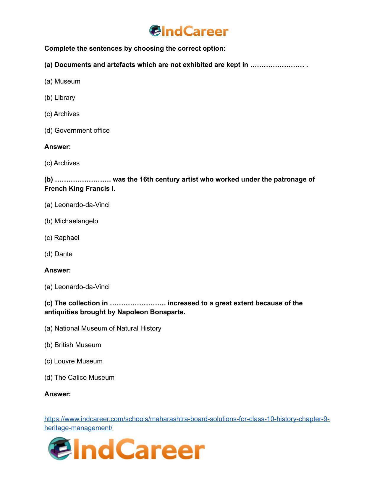 Maharashtra Board Solutions for Class 10- History: Chapter 9- Heritage Management - Page 8