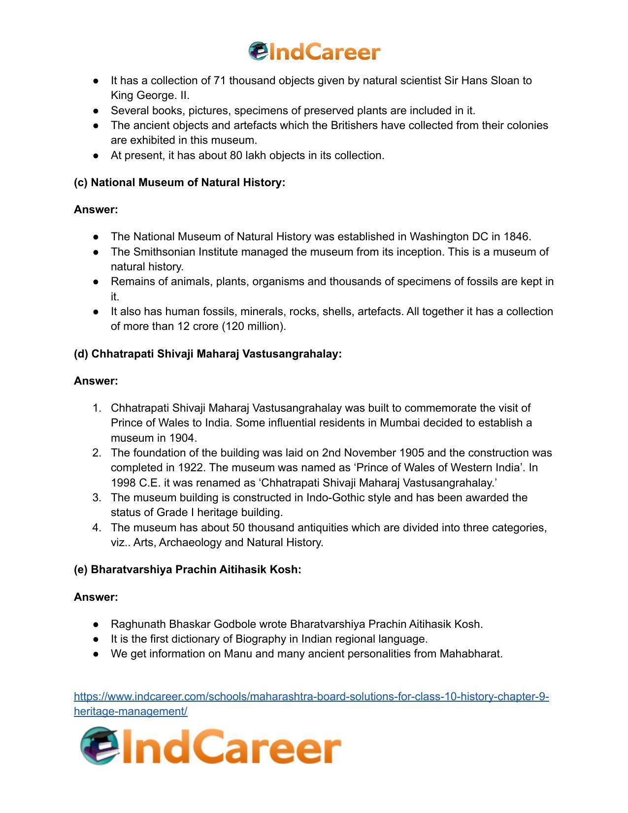 Maharashtra Board Solutions for Class 10- History: Chapter 9- Heritage Management - Page 20