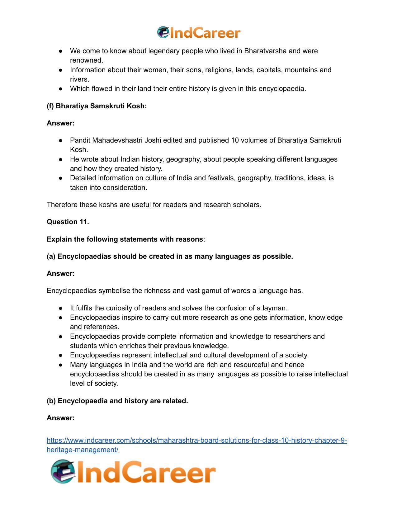 Maharashtra Board Solutions for Class 10- History: Chapter 9- Heritage Management - Page 21