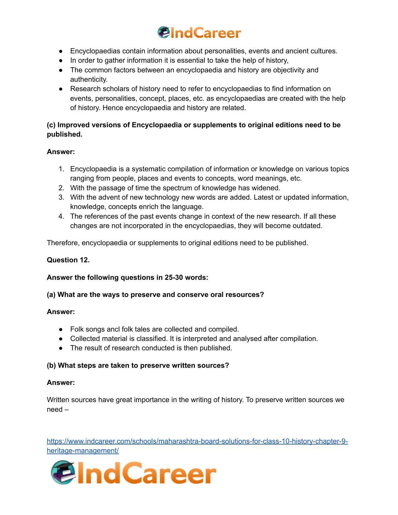 Maharashtra Board Solutions for Class 10- History: Chapter 9- Heritage Management - Page 22