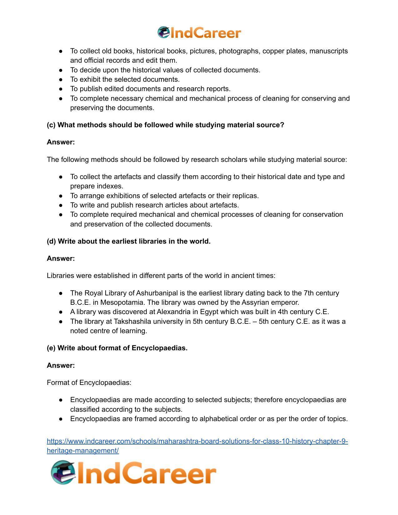 Maharashtra Board Solutions for Class 10- History: Chapter 9- Heritage Management - Page 23