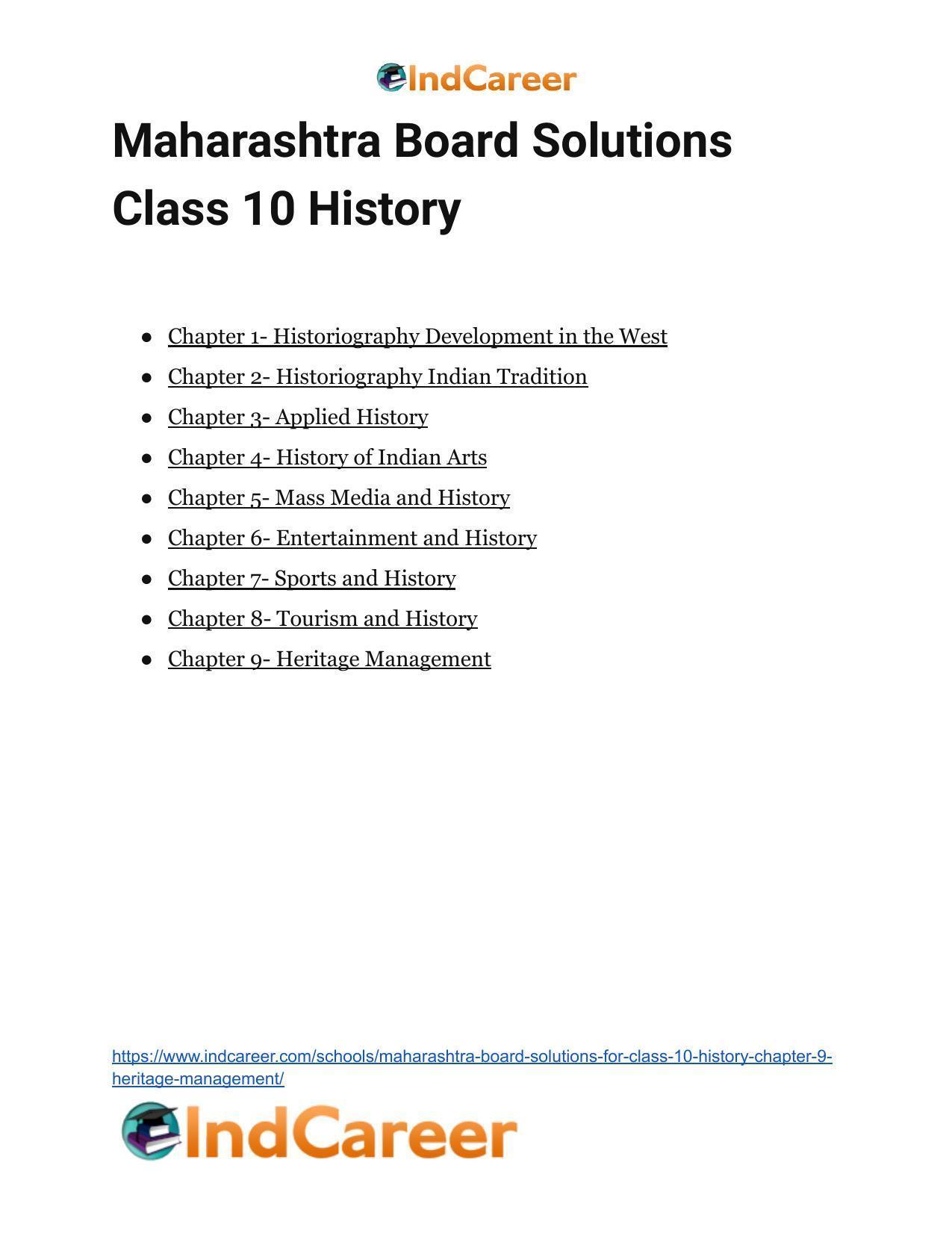 Maharashtra Board Solutions for Class 10- History: Chapter 9- Heritage Management - Page 31