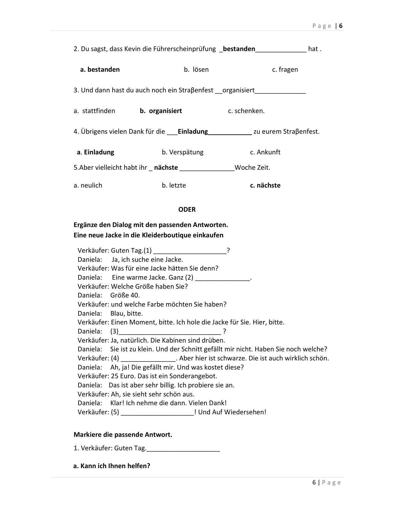 CBSE Class 12th German Sample Question Paper Answer Key 2021-22 - Page 6