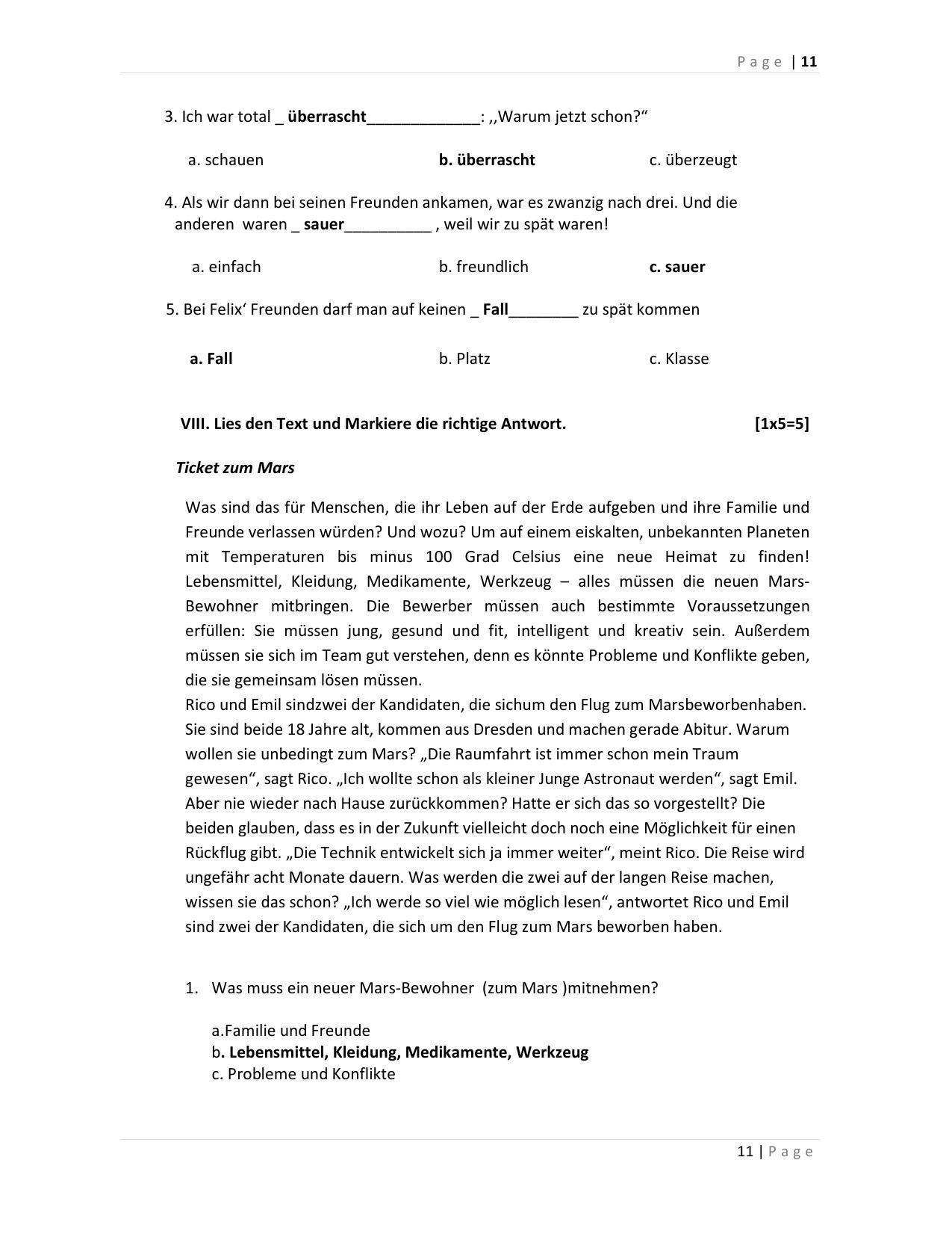 CBSE Class 12th German Sample Question Paper Answer Key 2021-22 - Page 11