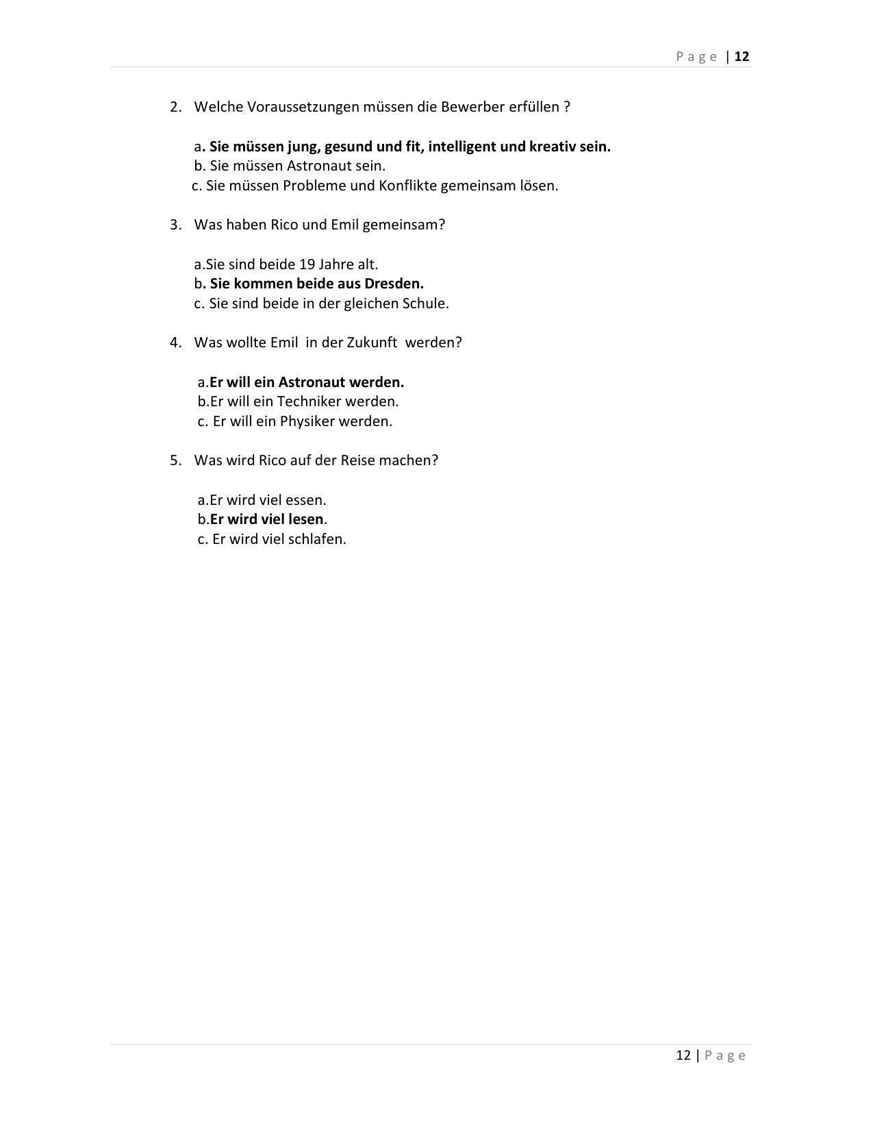 CBSE Class 12th German Sample Question Paper Answer Key 2021-22 - Page 12