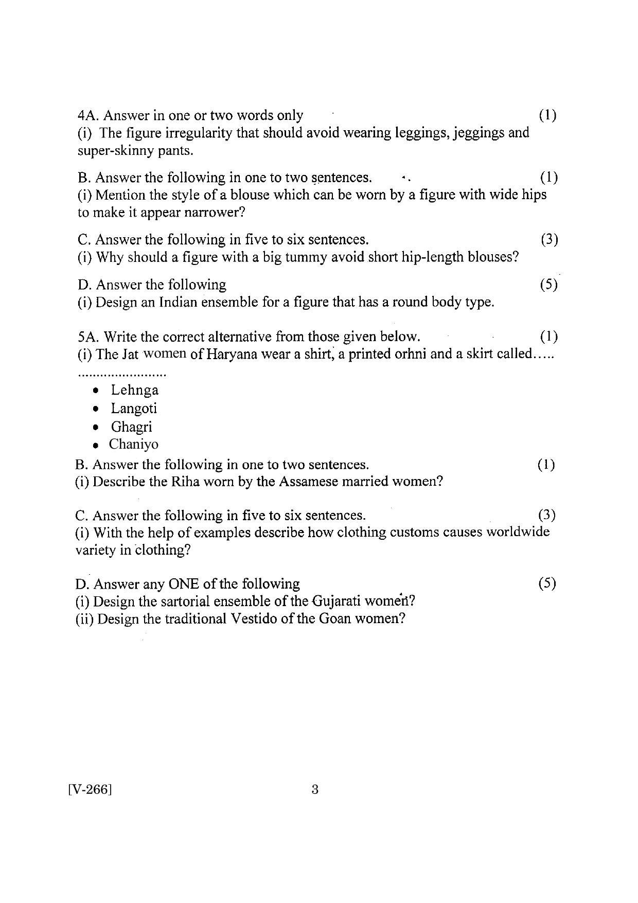 Goa Board Class 12 Apparel Designing & Decoration  2019 (June 2019) Question Paper - Page 3