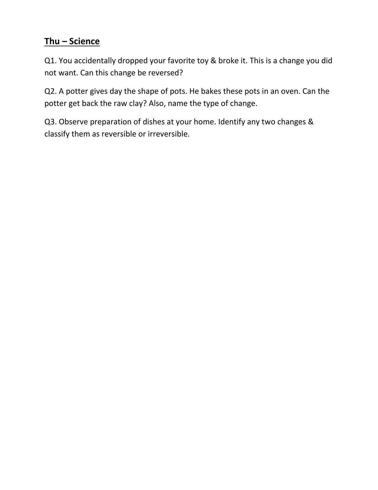 CBSE Worksheets for Class 6 Science Assignment 50 - Page 1