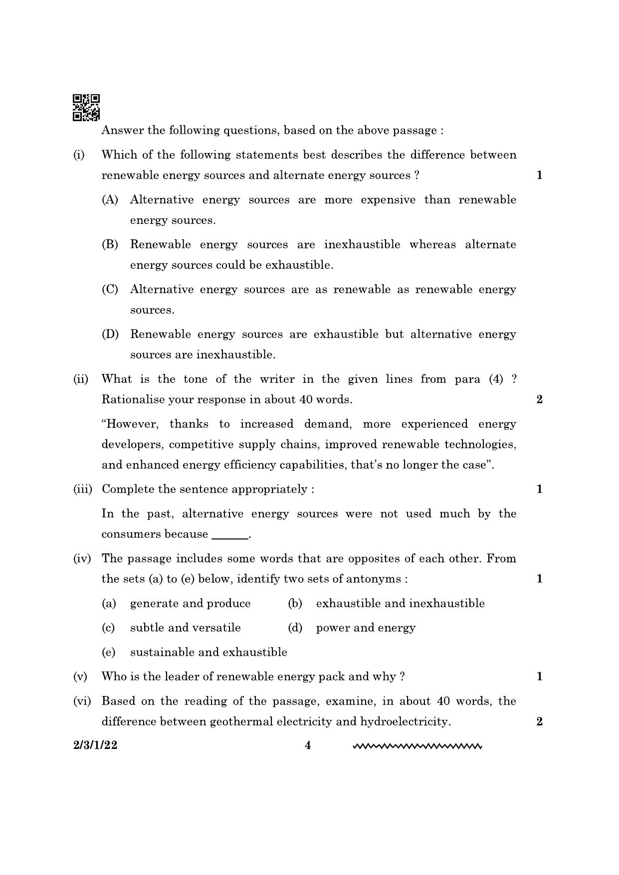 CBSE Class 10 2-3-1 English Literature 2024 Question Paper - Page 4