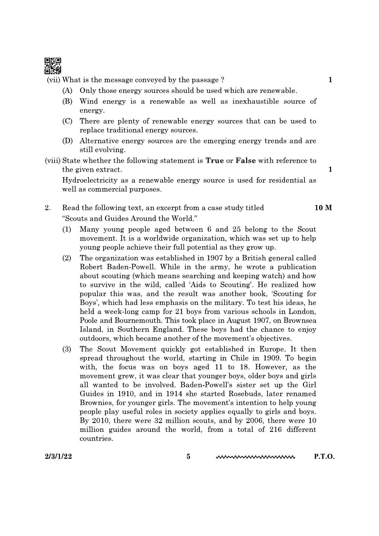 CBSE Class 10 2-3-1 English Literature 2024 Question Paper - Page 5