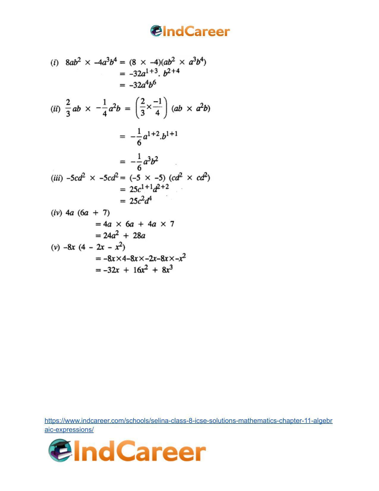 Selina Class 8 ICSE Solutions Mathematics : Chapter 11- Algebraic Expressions - Page 18