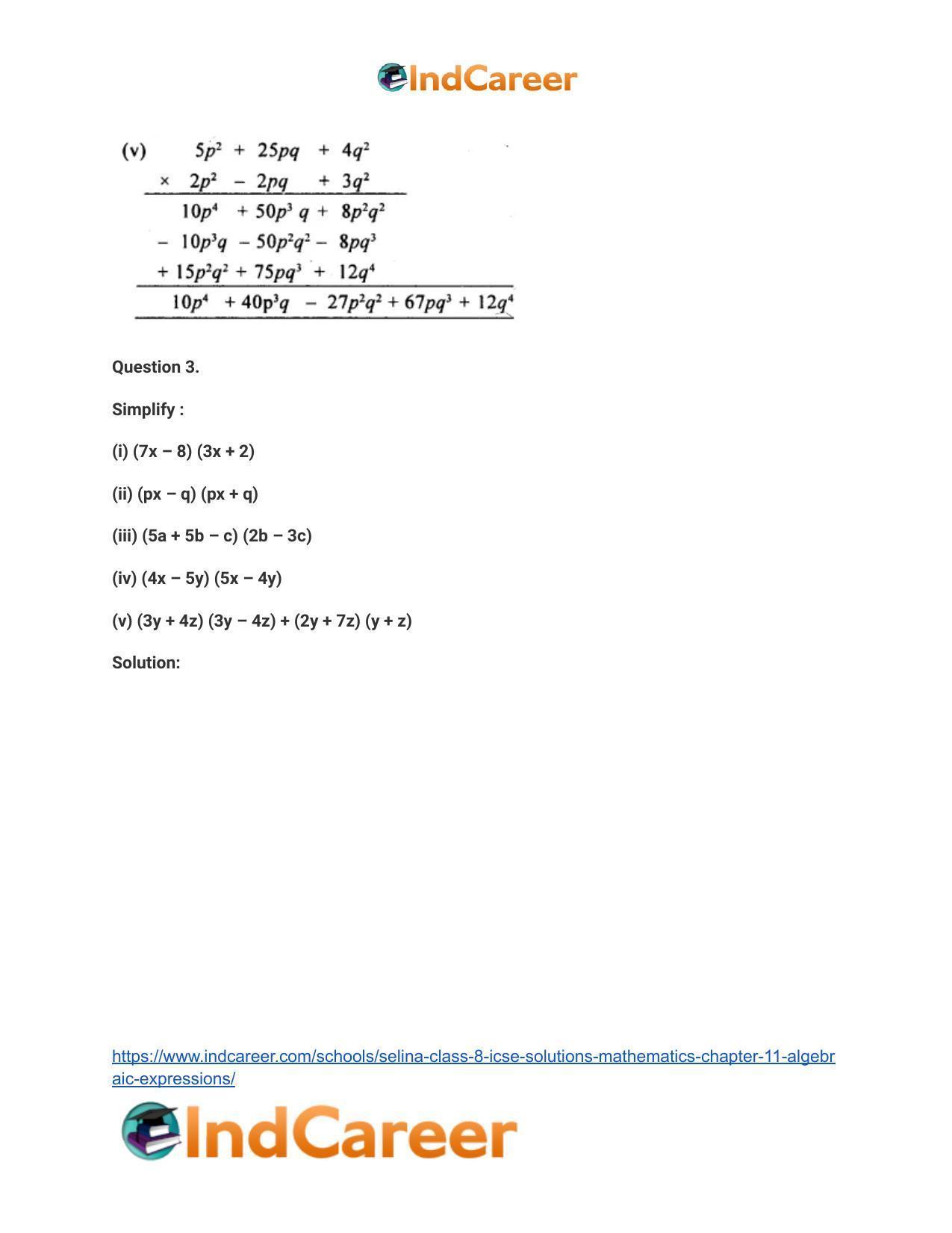 Selina Class 8 ICSE Solutions Mathematics : Chapter 11- Algebraic Expressions - Page 23