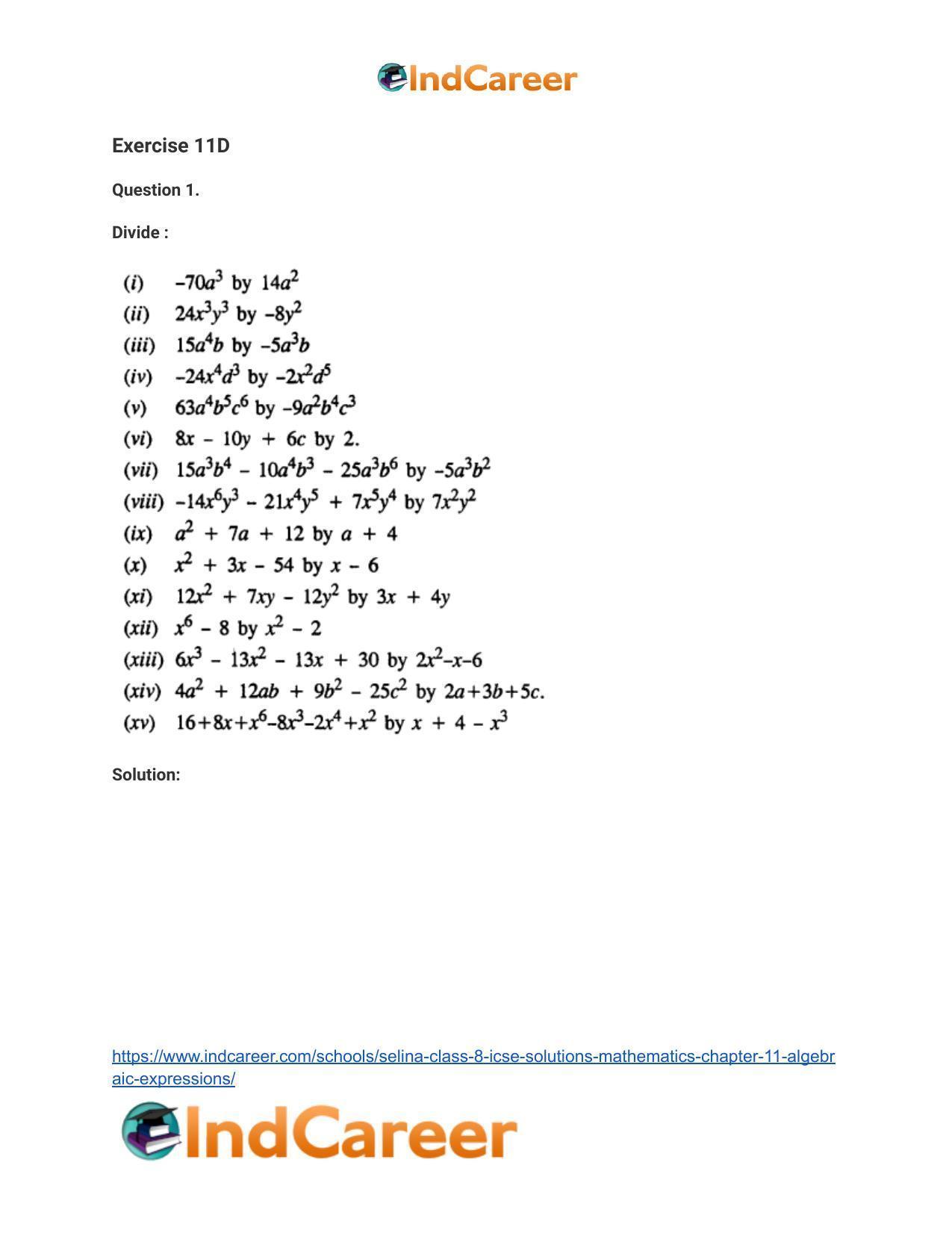 Selina Class 8 ICSE Solutions Mathematics : Chapter 11- Algebraic Expressions - Page 32