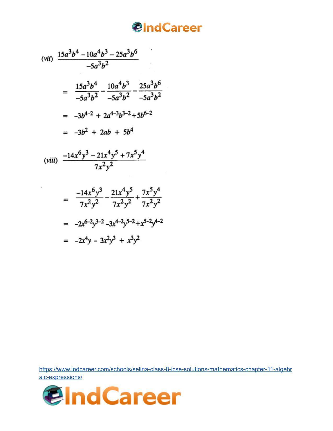 Selina Class 8 ICSE Solutions Mathematics : Chapter 11- Algebraic Expressions - Page 35