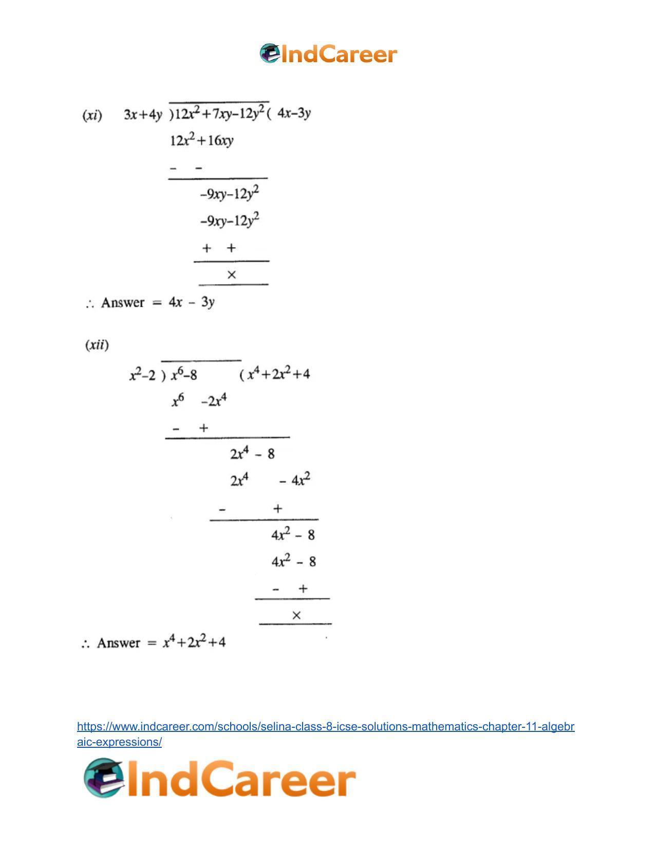 Selina Class 8 ICSE Solutions Mathematics : Chapter 11- Algebraic Expressions - Page 37