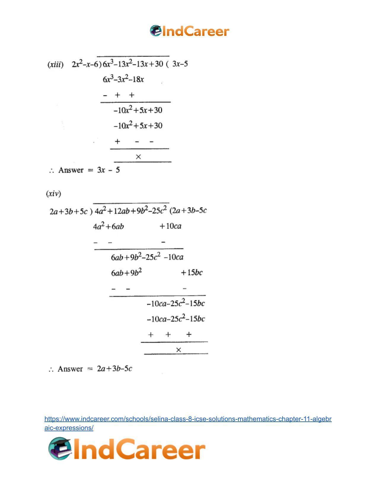 Selina Class 8 ICSE Solutions Mathematics : Chapter 11- Algebraic Expressions - Page 38