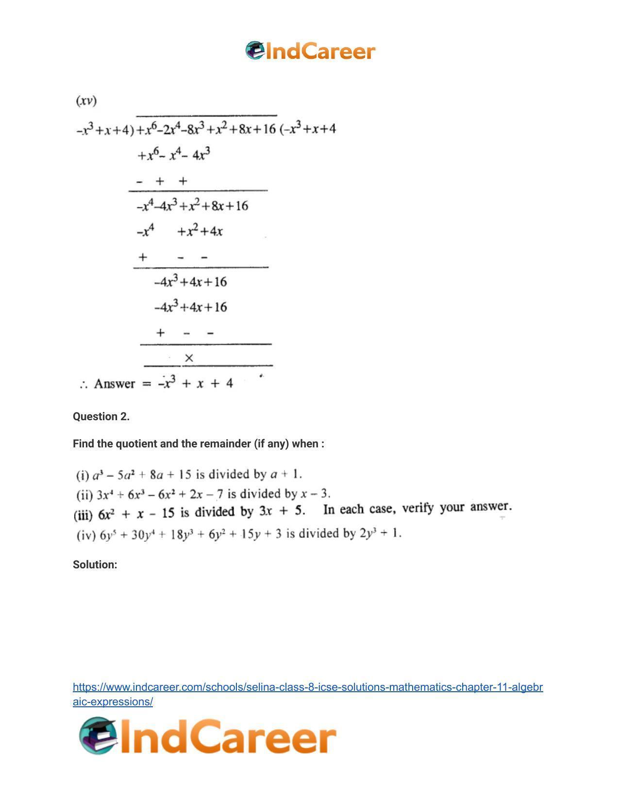 Selina Class 8 ICSE Solutions Mathematics : Chapter 11- Algebraic Expressions - Page 39