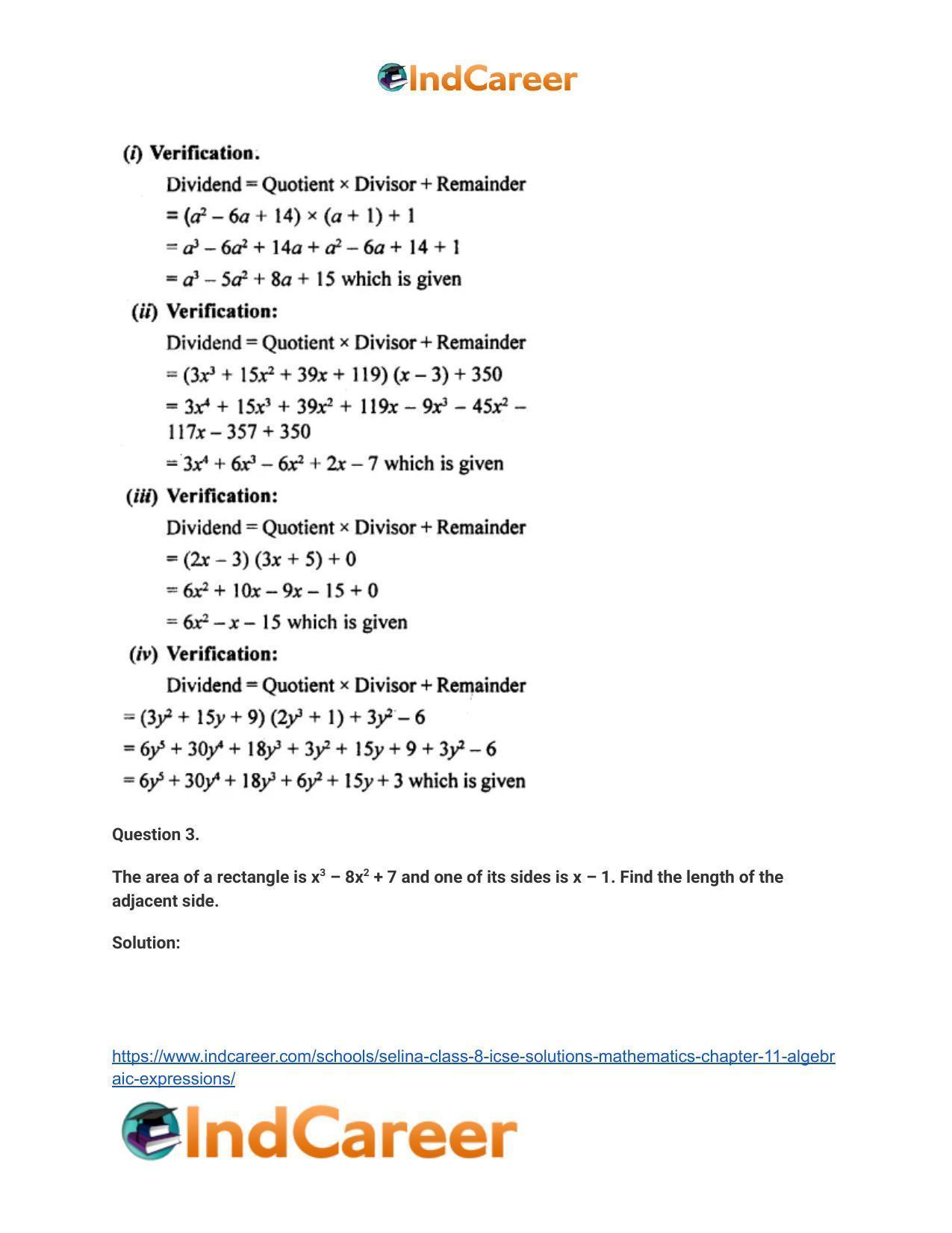 Selina Class 8 ICSE Solutions Mathematics : Chapter 11- Algebraic Expressions - Page 42