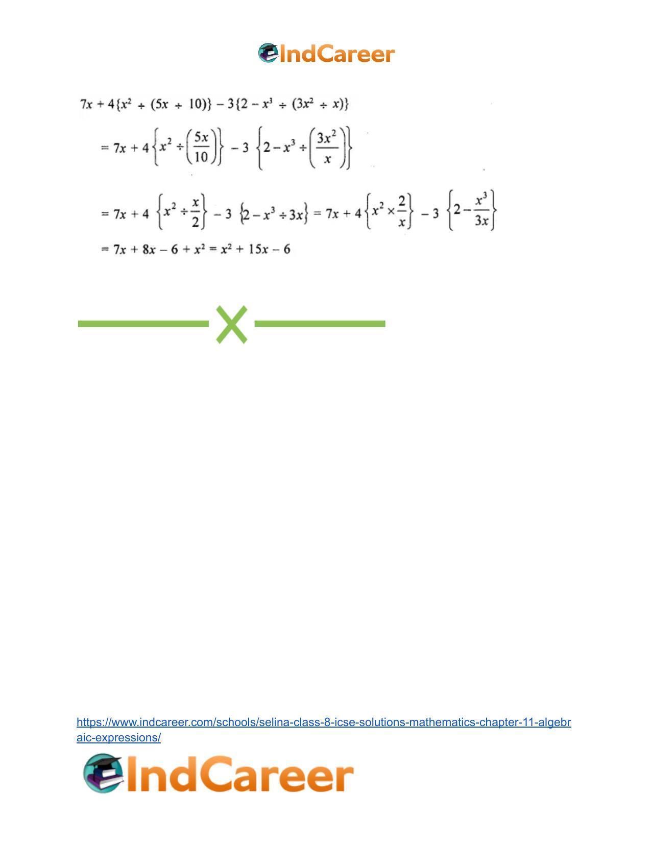 Selina Class 8 ICSE Solutions Mathematics : Chapter 11- Algebraic Expressions - Page 51