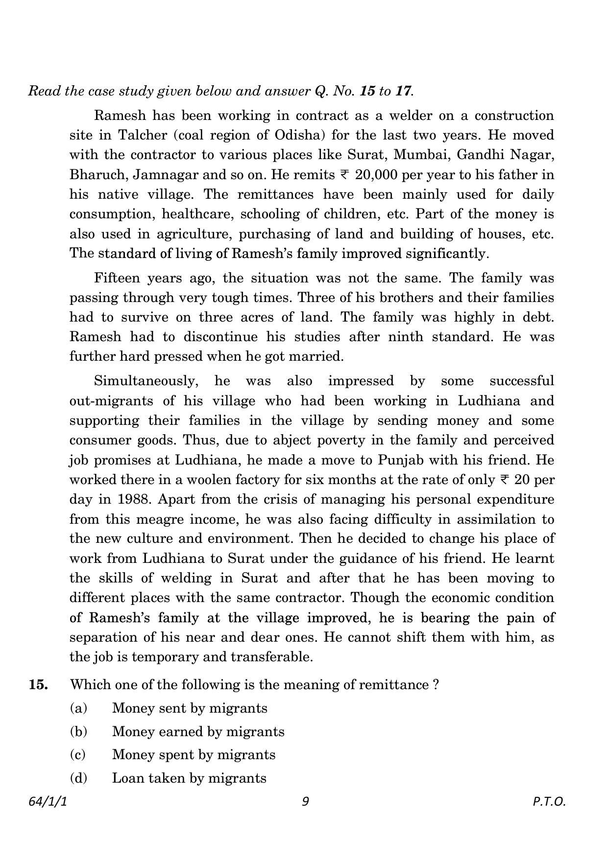 CBSE Class 12 64-1-1 Geography 2023 Question Paper - Page 9
