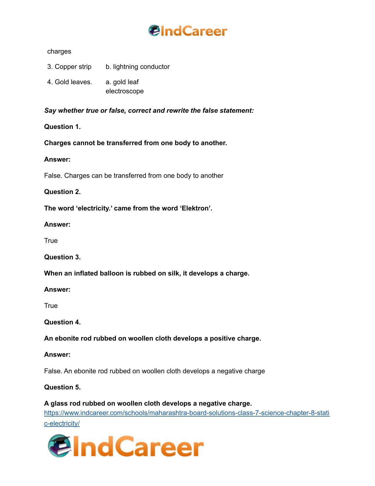 Maharashtra Board Solutions Class 7-Science: Chapter 8- Static Electricity - Page 10